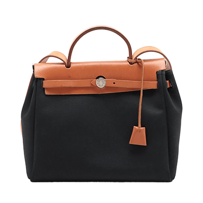 エルメス エールバッグPM トワルオフィシエ×カーフレザー ベージュ×ブラック シルバー