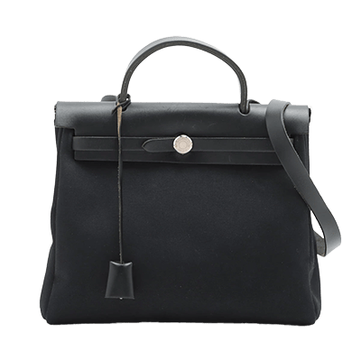 エルメス エールバッグPM トワルオフィシエ×カーフレザー ブラック シルバー