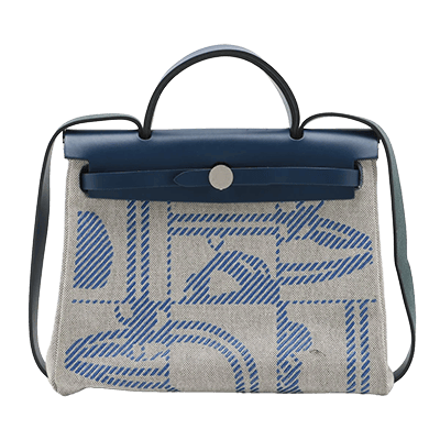 エルメス エールバッグジップPM トワルアッシュ ブルー 刻印不明 ブリッドドゥガラ