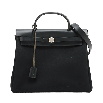 エルメス エールバッグPM トワルオフィシエ×カーフレザー ブラック シルバー