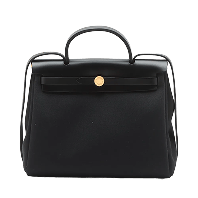 エルメス エールバッグジップPM トワルミリタリーxレザー ブラック ゴールド