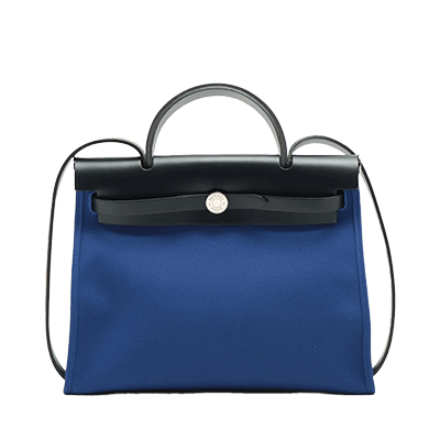 エルメス エールバッグジップPM トワルミリタリー ブルー シルバー