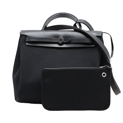 エルメス エールバッグジップPM トワルミリタリー x ヴァッシュカントリー ブラック シルバー