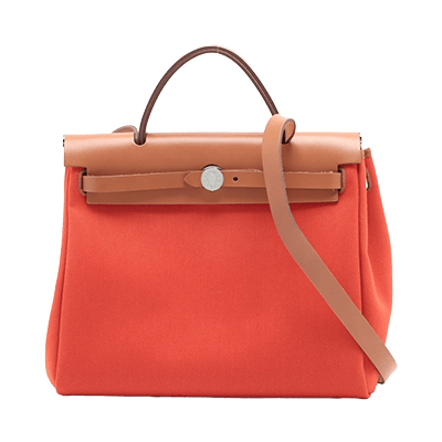 エルメス エールバッグジップPM トワルアッシュベルリンヌ オレンジ シルバー