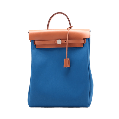 エルメス エールバッグ ジップ アドPM トワルミリタリー×レザー ブルー シルバー