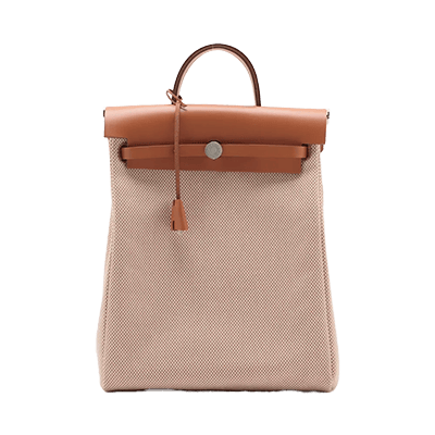 エルメス エールバッグ ジップ アドPM トワルGM×カーフレザー ベージュ シルバー