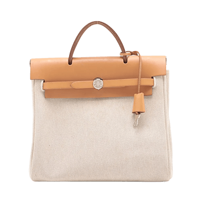 エルメス エールバッグアドPM トワルアッシュxレザー ブラウン シルバー