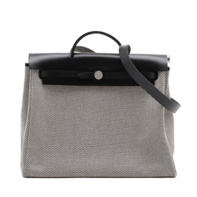 エルメス エールバッグPM トワルGM×カーフレザー ブラック シルバー