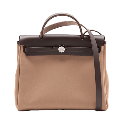 エルメス エールバッグPM トワルオフィシエ×カーフレザー ブラウン シルバー