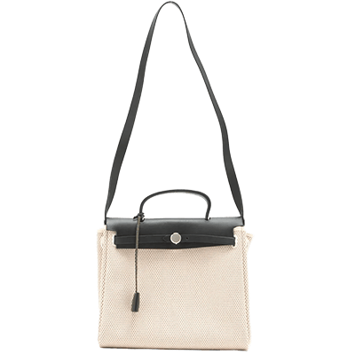 エルメス エールバッグPM トワルGM×カーフレザー ブラック シルバー