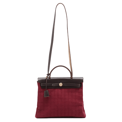 エルメス エールバッグPM キャンバス レッド×ブラウン ゴールド