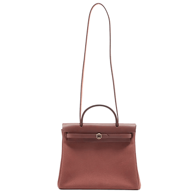 エルメス エールバッグPM トワルアッシュ×レザー ブラウン ゴールド