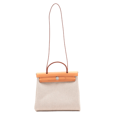 エルメス エールバッグPM トワルGM×カーフレザー ベージュ シルバー