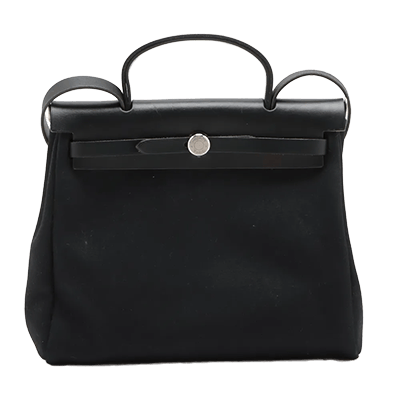 エルメス エールバッグPM トワルアッシュ×レザー ブラック シルバー