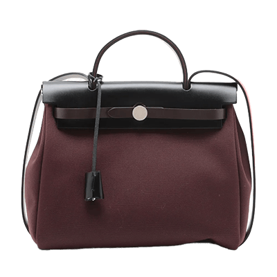 エルメス エールバッグジップPM トワルミリタリーxレザー ショコラxブラック シルバー