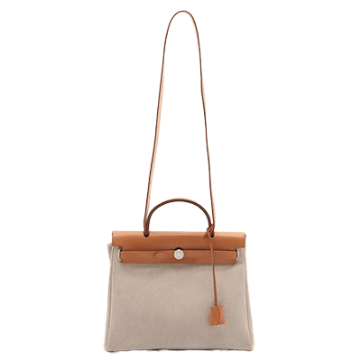 エルメス エールバッグPM トワルアッシュ×レザー ベージュ シルバー