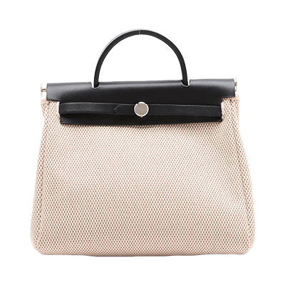 エルメス エールバッグPM トワルアッシュ×レザー ブラック シルバー