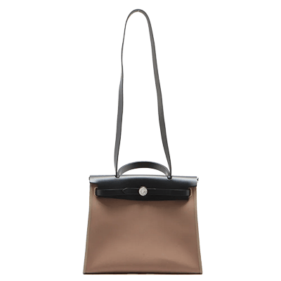 エルメス エールバッグPM トワルアッシュ×レザー エトゥープ シルバー