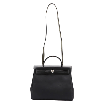 エルメス エールバッグPM トワルGM×カーフレザー ブラック シルバー