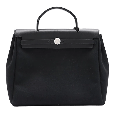 エルメス エールバッグPM トワルオフィシエ×カーフレザー ブラック シルバー