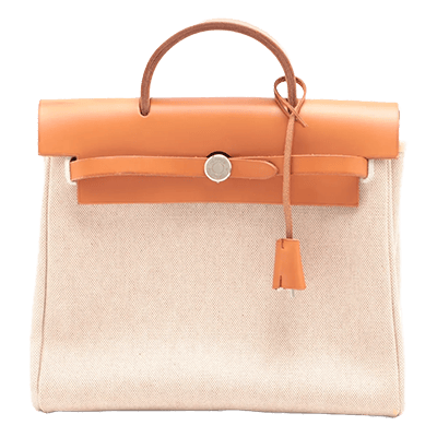 エルメス エールバッグPM トワルアッシュ×レザー ベージュ シルバー