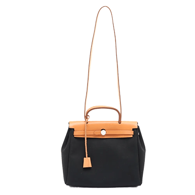 エルメス エールバッグPM トワルオフィシエ×カーフレザー ベージュ シルバー