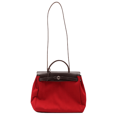 エルメス エールバッグPM トワルオフィシエ×カーフレザー オレンジ ゴールド