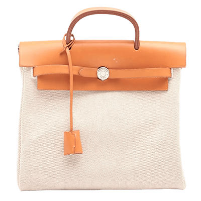 エルメス エールバッグPM トワルアッシュ×レザー ベージュ シルバー