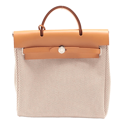 エルメス エールバッグアドPM トワルGM×カーフレザー ベージュ シルバー