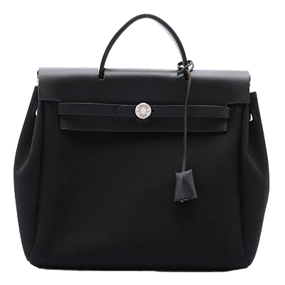 エルメス エールバッグアドPM トワルオフィシエ×カーフレザー ブラック シルバー