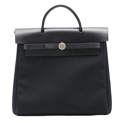 エルメス エールバッグアドPM トワルオフィシエ×カーフレザー ブラック シルバー