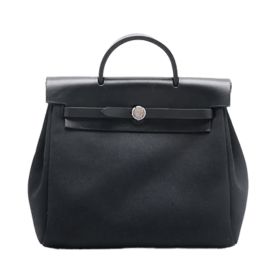 エルメス エールバッグアドPM トワルオフィシエ×カーフレザー ブラック シルバー