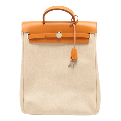 エルメス エールバッグアドPM トワルアッシュ×レザー ベージュ シルバー