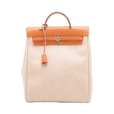 エルメス エールバッグアドPM トワルアッシュ×レザー ベージュ シルバー