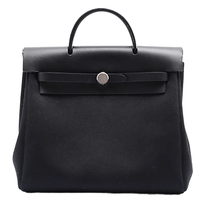 エルメス エールバッグアドPM トワルオフィシエ×カーフレザー ブラック シルバー