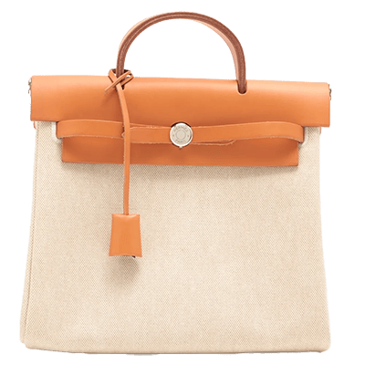 エルメス エールバッグアドPM トワルアッシュ×レザー ベージュ シルバー