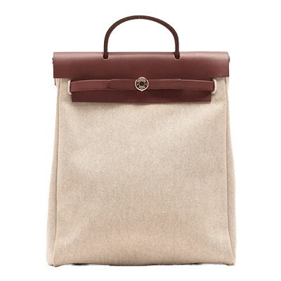 エルメス エールバッグアドPM トワルアッシュ×レザー ブラウン ゴールド