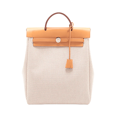 エルメス エールバッグアドPM トワルGM×カーフレザー ベージュ シルバー