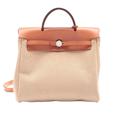 エルメス エールバッグアドPM トワルGM×カーフレザー ベージュ シルバー