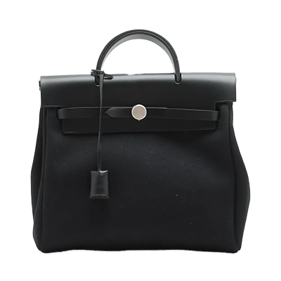 エルメス エールバッグアドPM トワルオフィシエ×カーフレザー ブラック シルバー