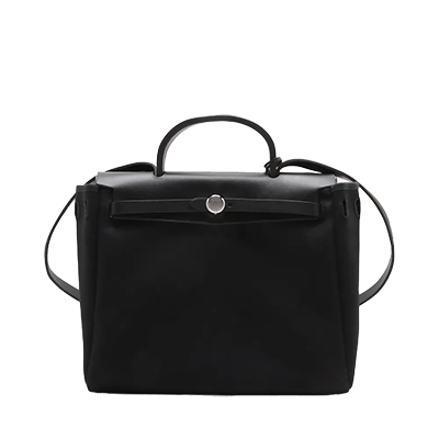 エルメス エールバッグPM トワルアッシュxレザー ブラック シルバー