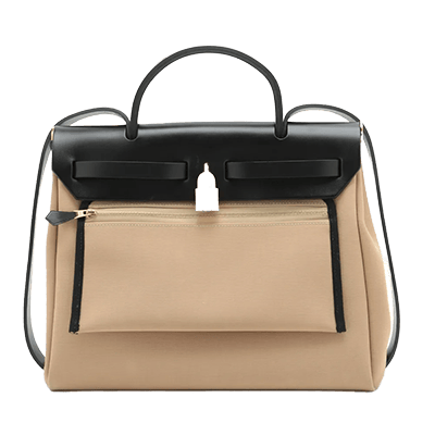 エルメス エールバッグジップPM トワルオフィシエ×カーフレザー ベージュ ゴールド