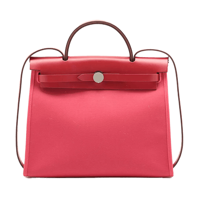 エルメス エールバッグジップPM トワルオフィシエ ローズメキシコ×ルージュピマン シルバー