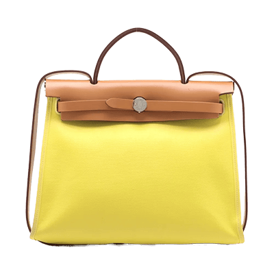 エルメス エールバッグジップPM トワルアッシュベルリンヌ×ヴァッシュハンター イエロー シルバー