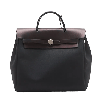 エルメス エールバッグアドPM トワルオフィシエxレザー ブラック シルバー