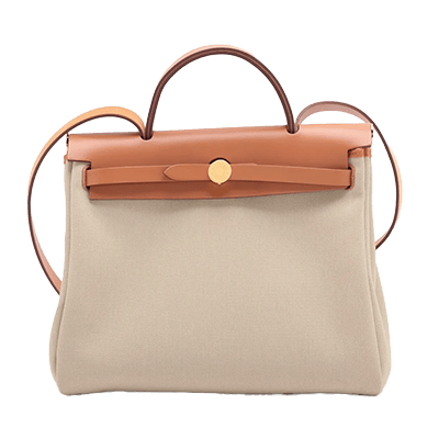 エルメス エールバッグジップPM トワルミリタリー×レザー ベージュ ゴールド