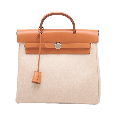 エルメス エールバッグアドPM トワルアッシュxレザー ベージュ シルバー