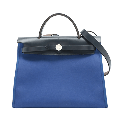 エルメス エールバッグジップPM トワルミリタリー×レザー ブルー×ネイビー シルバー