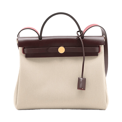 エルメス エールバッグジップPM トワルアッシュ×レザー ボルドー ゴールド