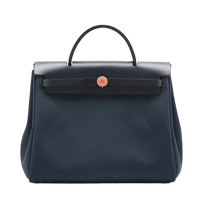 エルメス エールバッグジップPM トワルミリタリー×レザー ネイビー シルバー